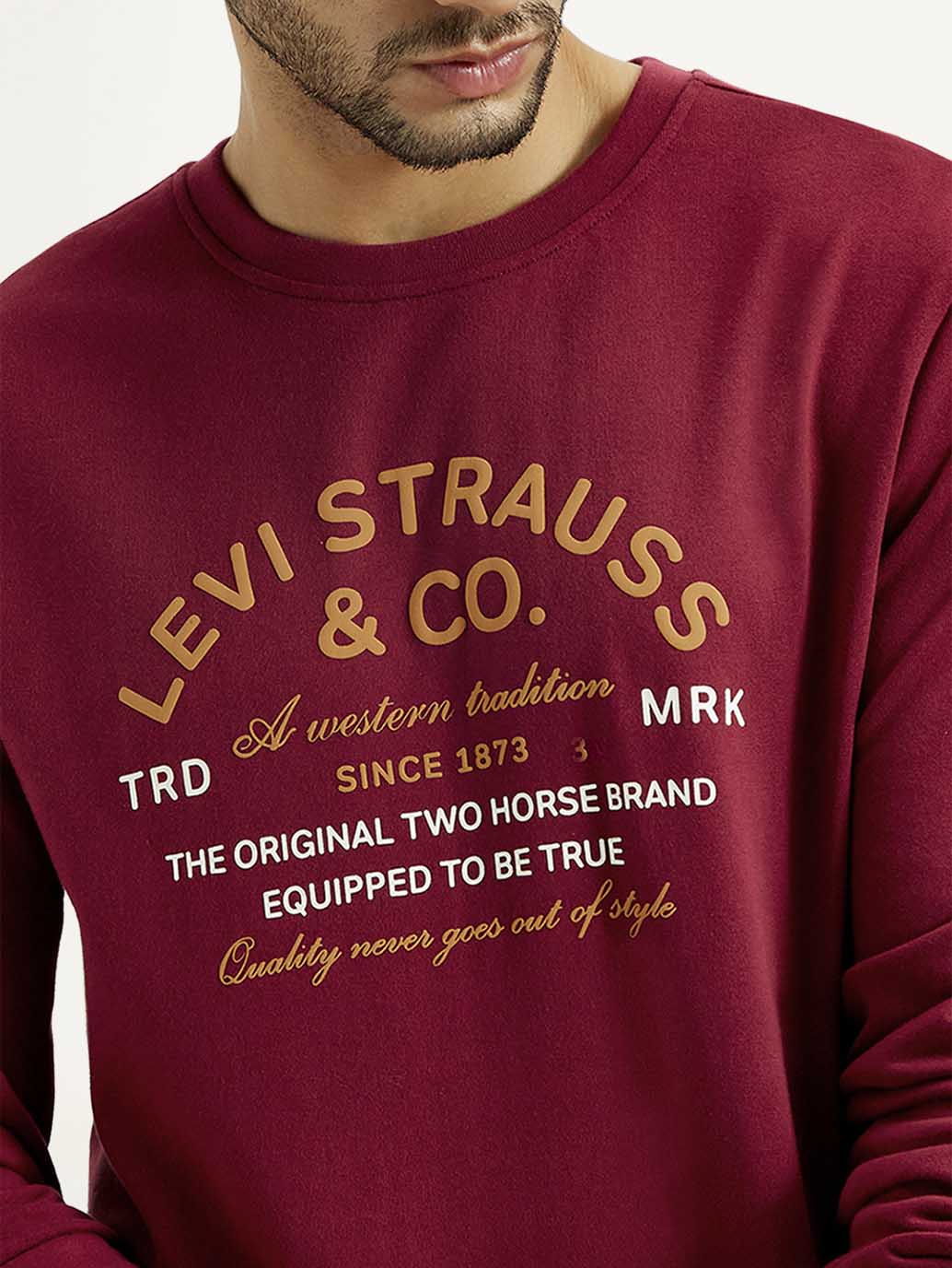 Men's Printed Round Neck Sweatshirt - Detail View