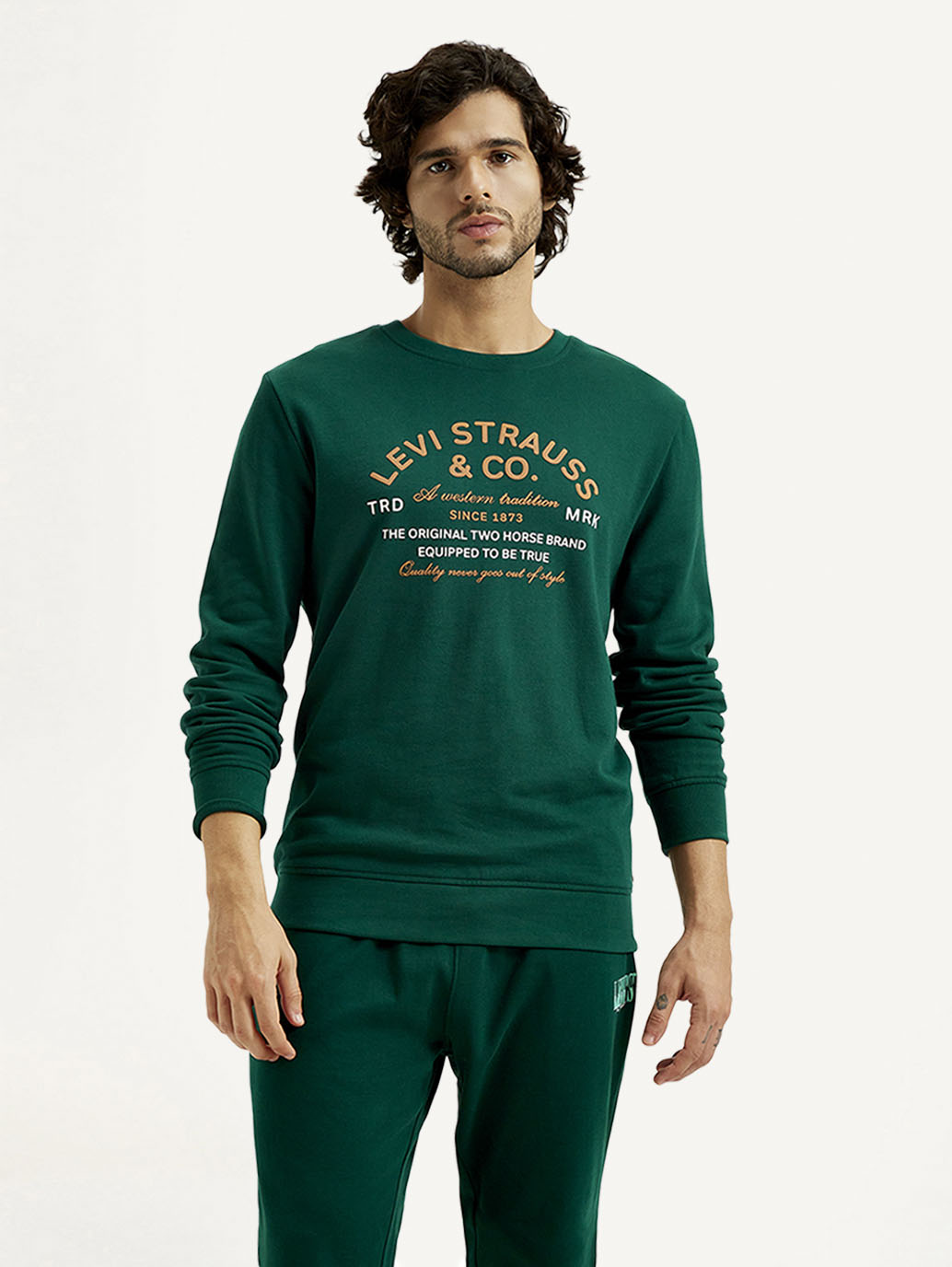 Men's Printed Round Neck Sweatshirt - Front View