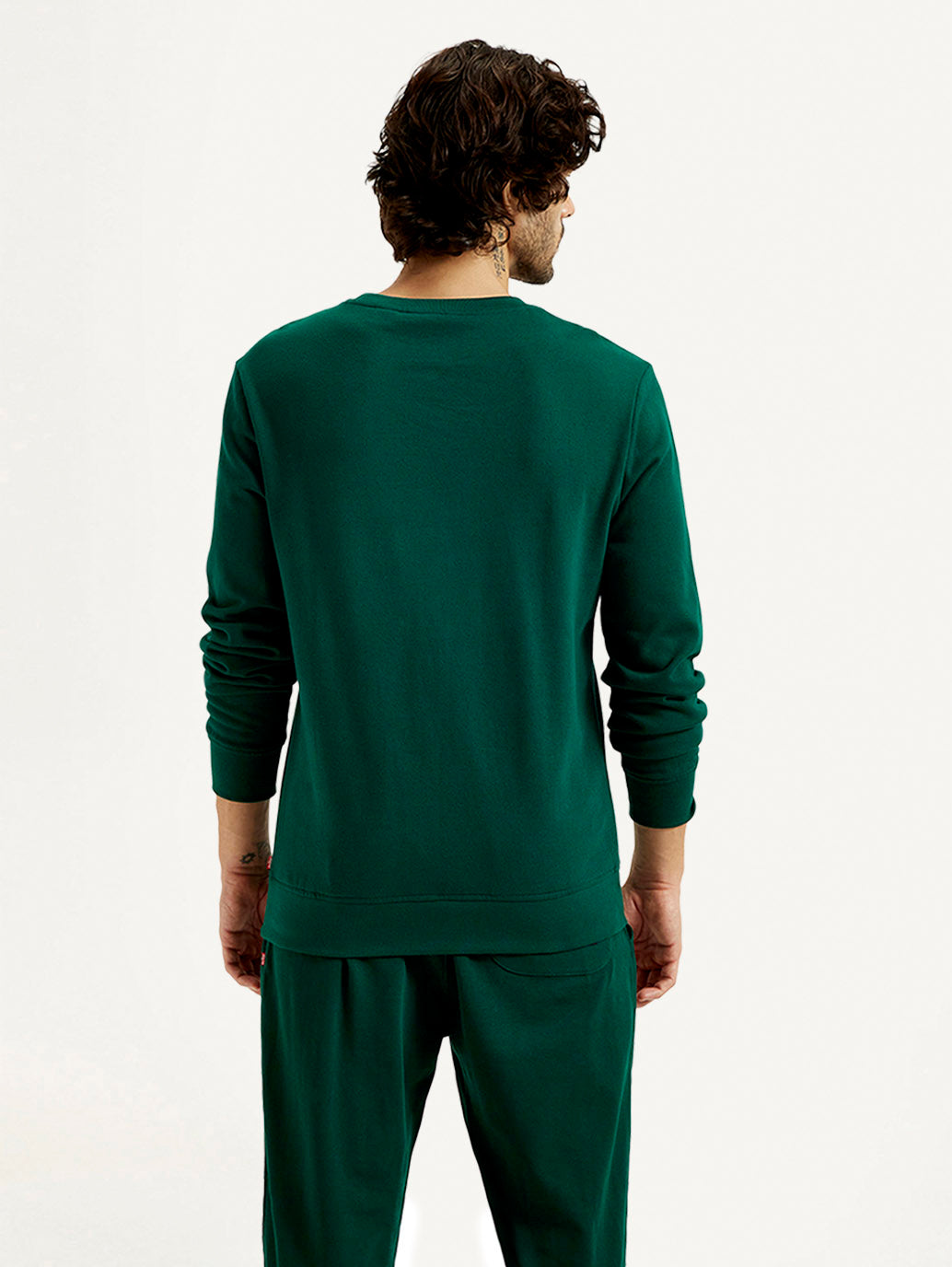 Men's Printed Round Neck Sweatshirt - Back View