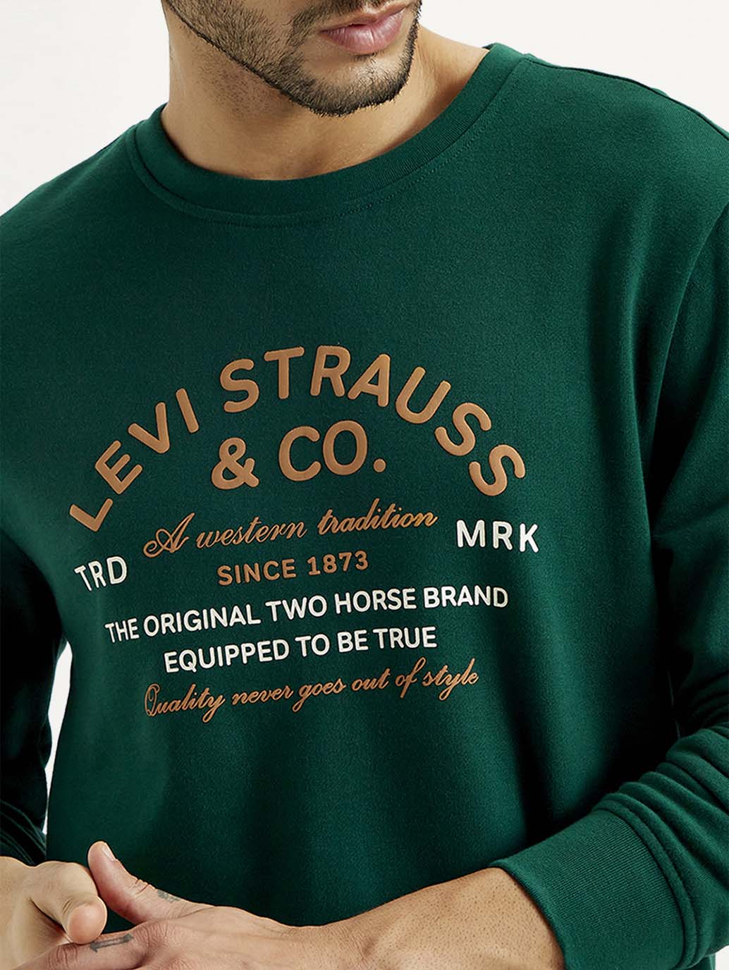 Men's Printed Round Neck Sweatshirt - Detail View