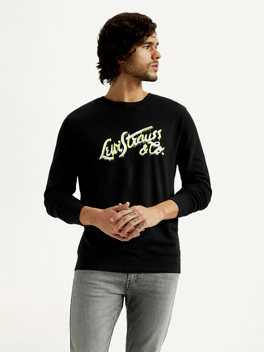 Men's Printed Round Neck Sweatshirt - Styleshot View