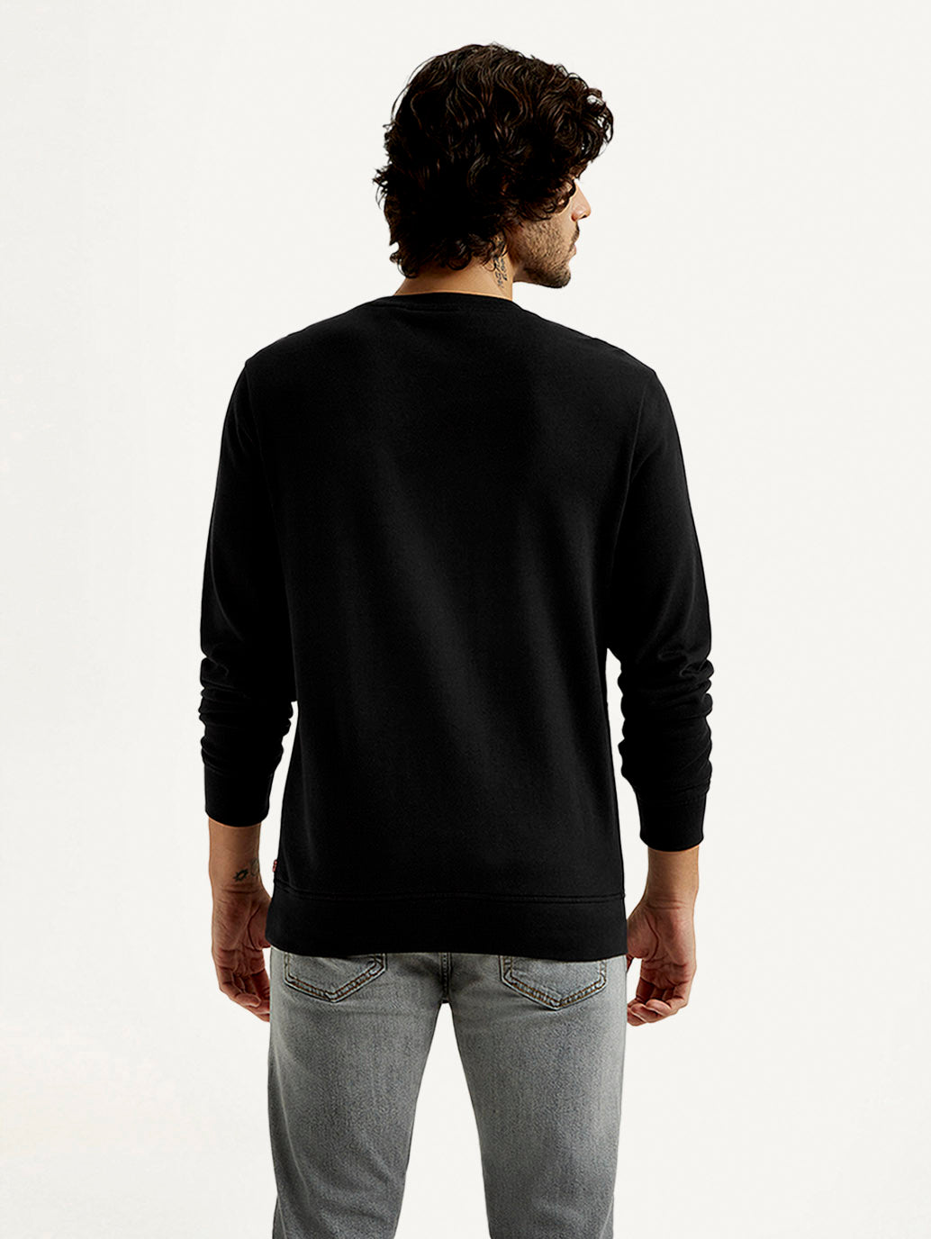 Men's Printed Round Neck Sweatshirt - Back View