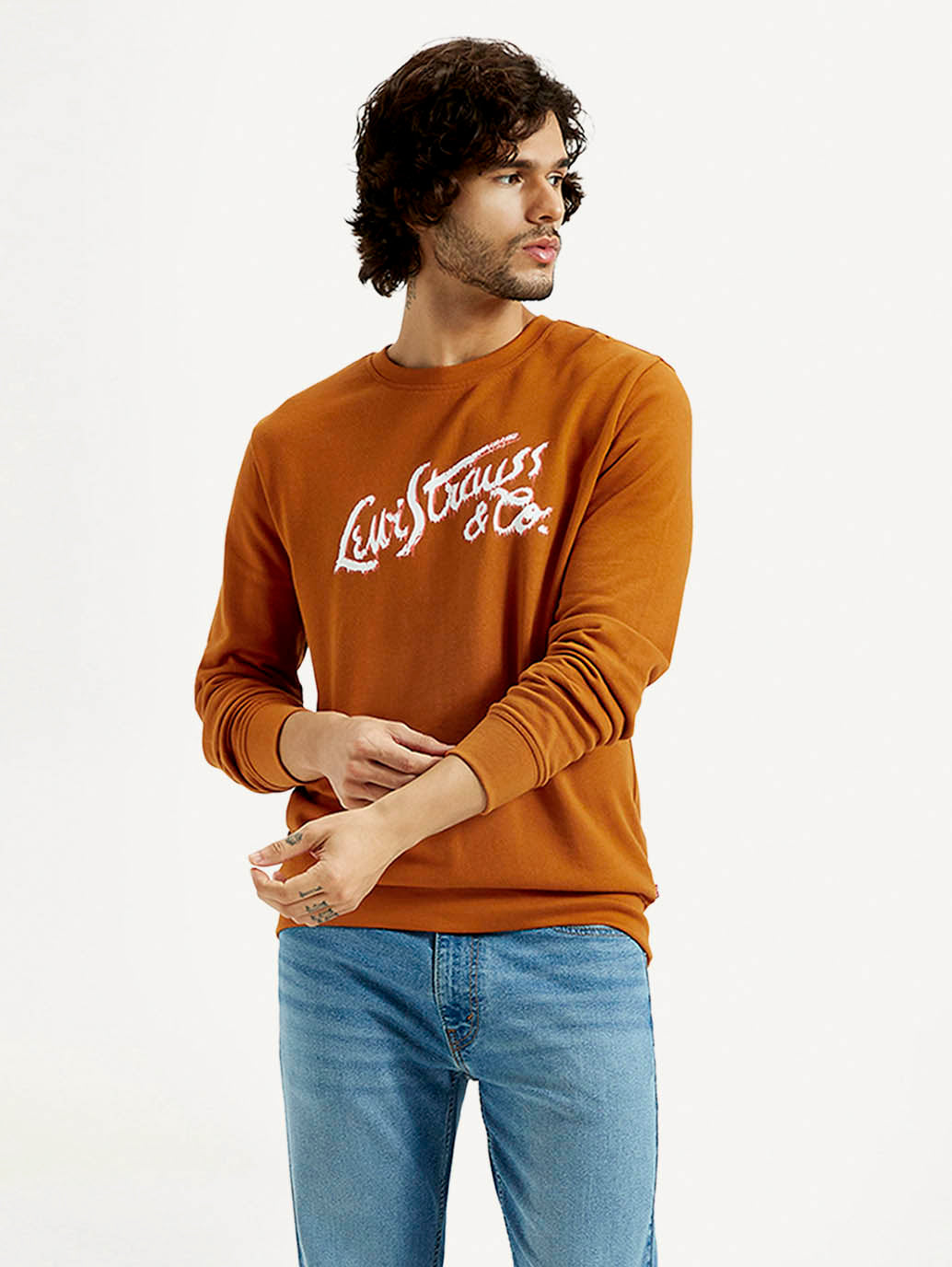 Men's Printed Round Neck Sweatshirt - Styleshot View