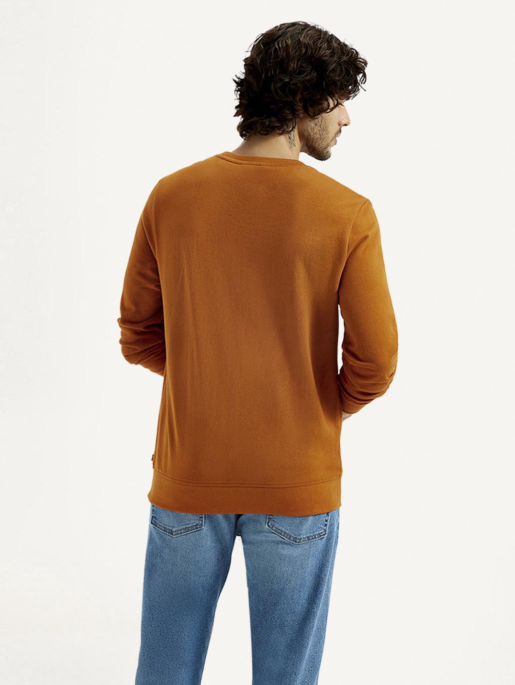 Men's Printed Round Neck Sweatshirt - Back View