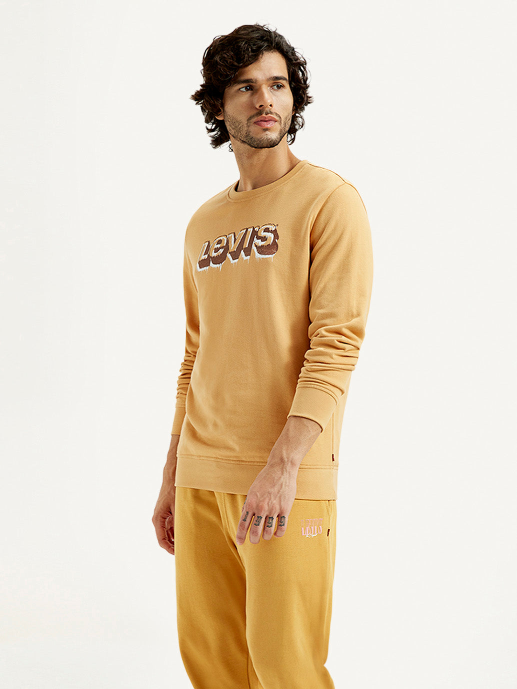 Men's Printed Round Neck Sweatshirt - Side View