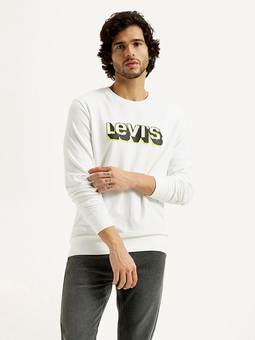 Men's Printed Round Neck Sweatshirt - Styleshot View