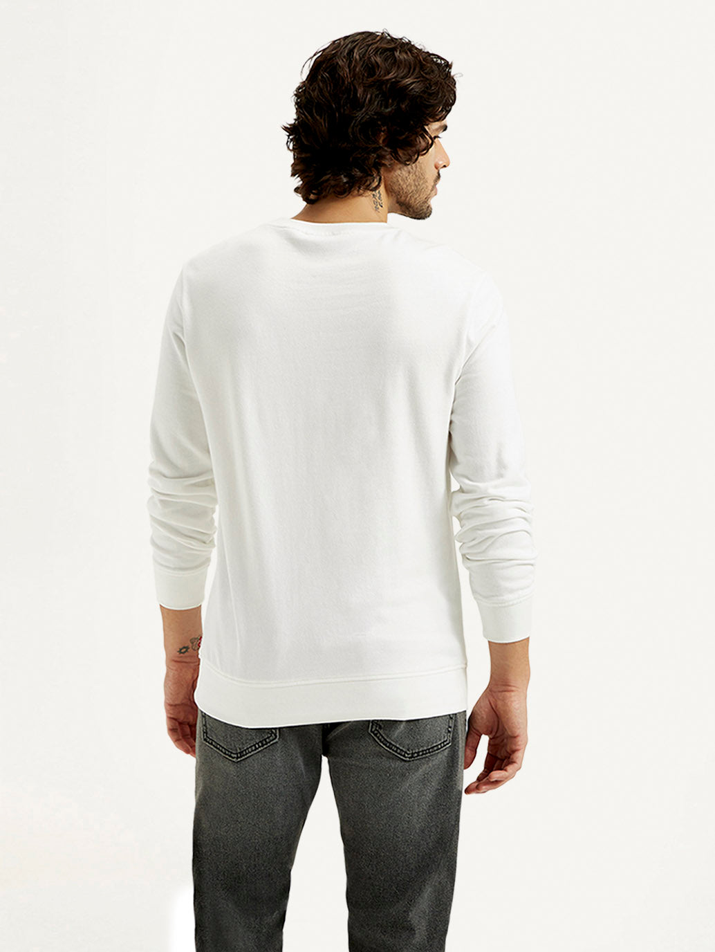 Men's Printed Round Neck Sweatshirt - Back View