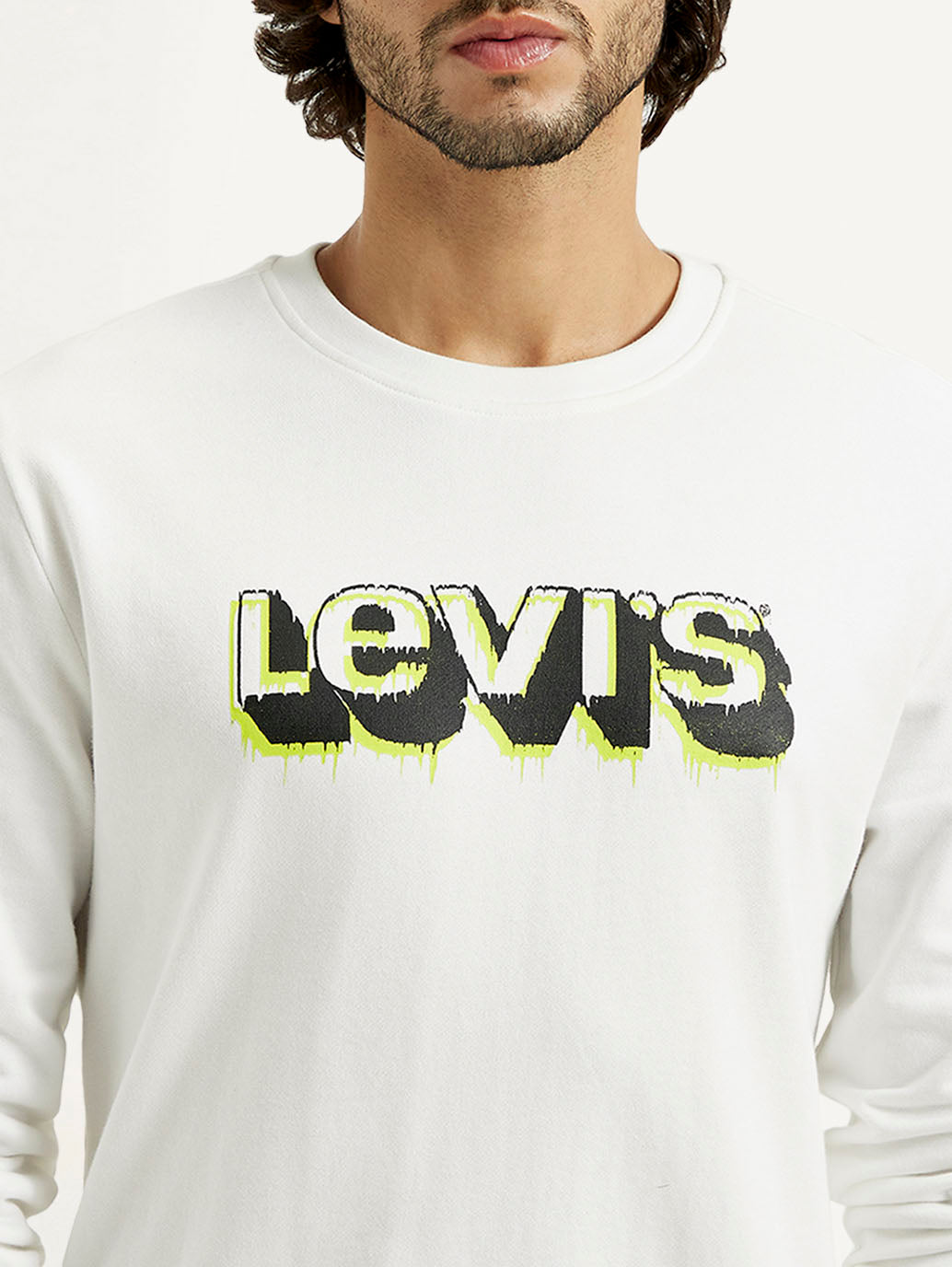 Men's Printed Round Neck Sweatshirt - Detail View