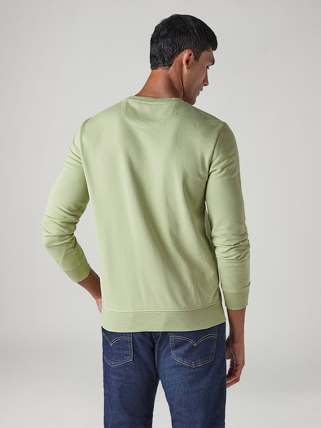 Men's Solid Slim Fit Sweatshirt - Back View