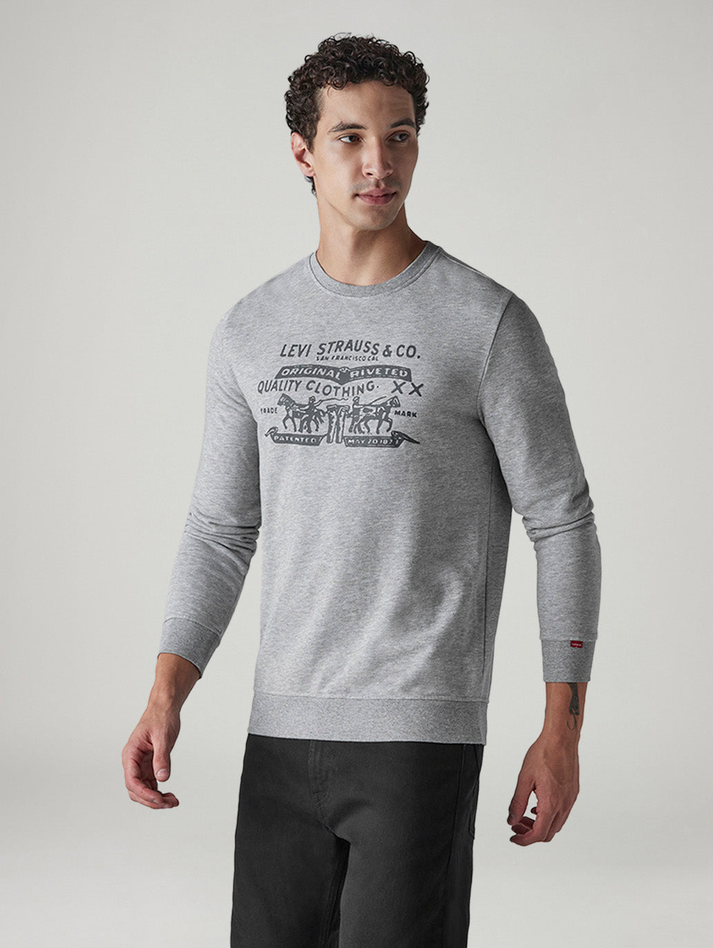 Men's Graphic Print Slim Fit Sweatshirt - Side View