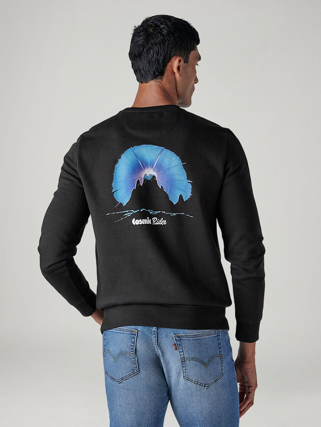 Men's Graphic Print Slim Fit Sweatshirt - Back View