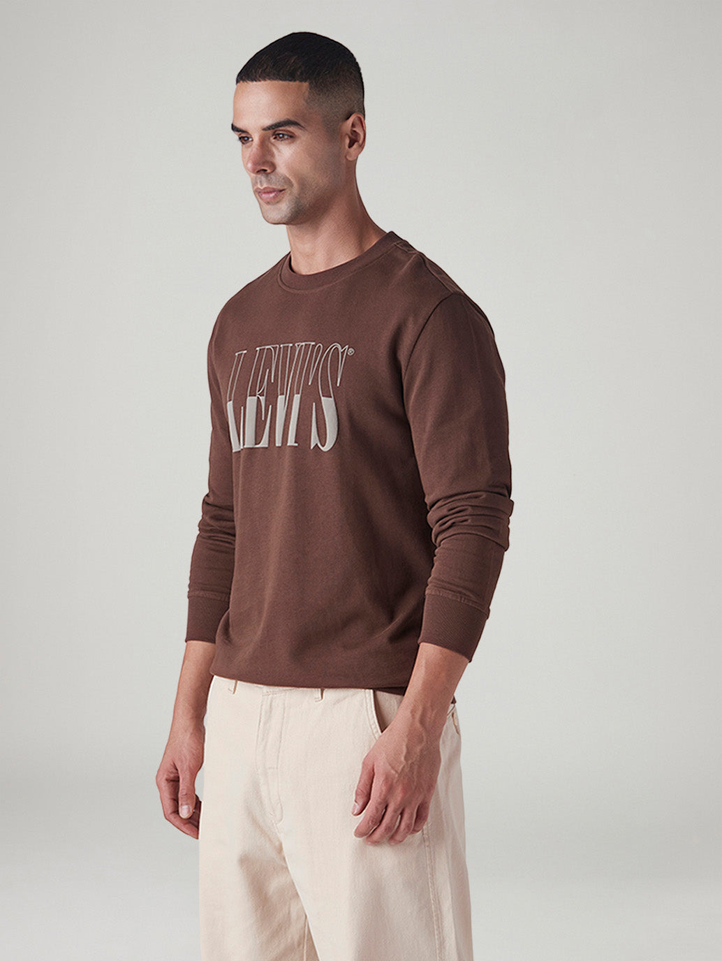 Men's Logo Printed Slim Fit Sweatshirt - Side View