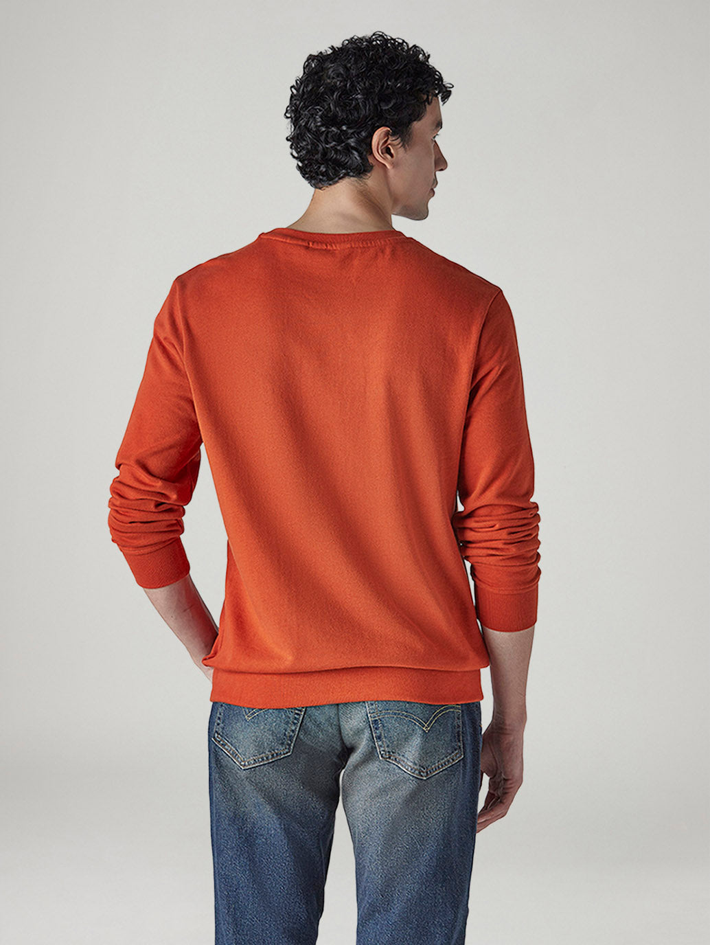Men's Typography Printed Loose Fit Sweatshirt - Back View