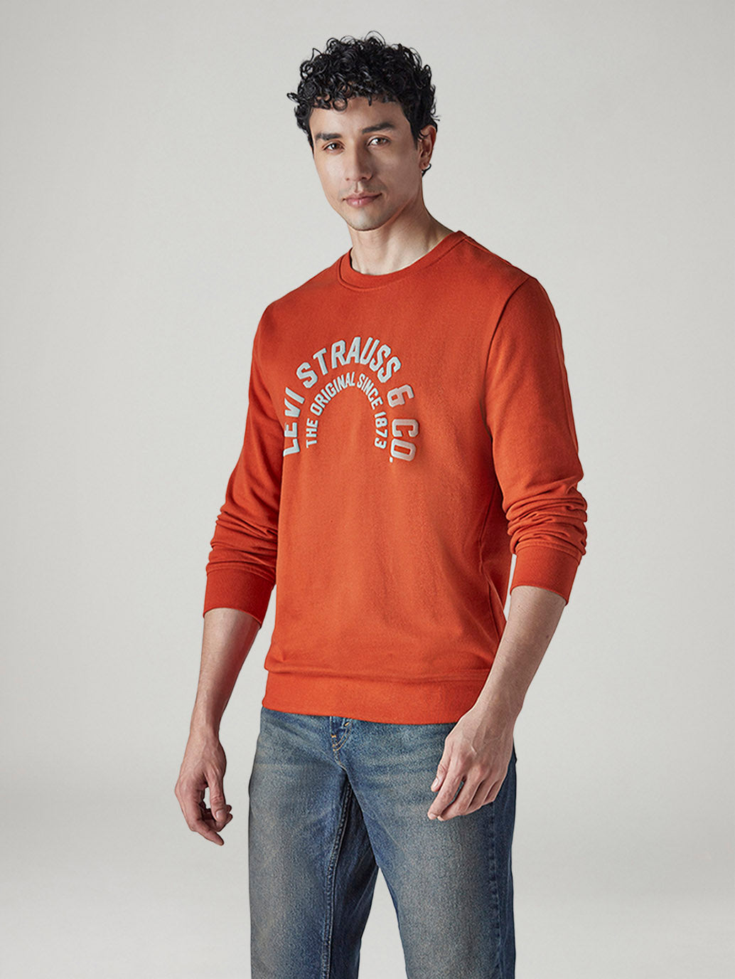 Men's Typography Printed Loose Fit Sweatshirt - Side View