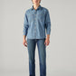 Men's Blue Solid Relaxed Fit Denim Shirt - 1bde1e45-0908-46b3-9e35-07532e5551dd View