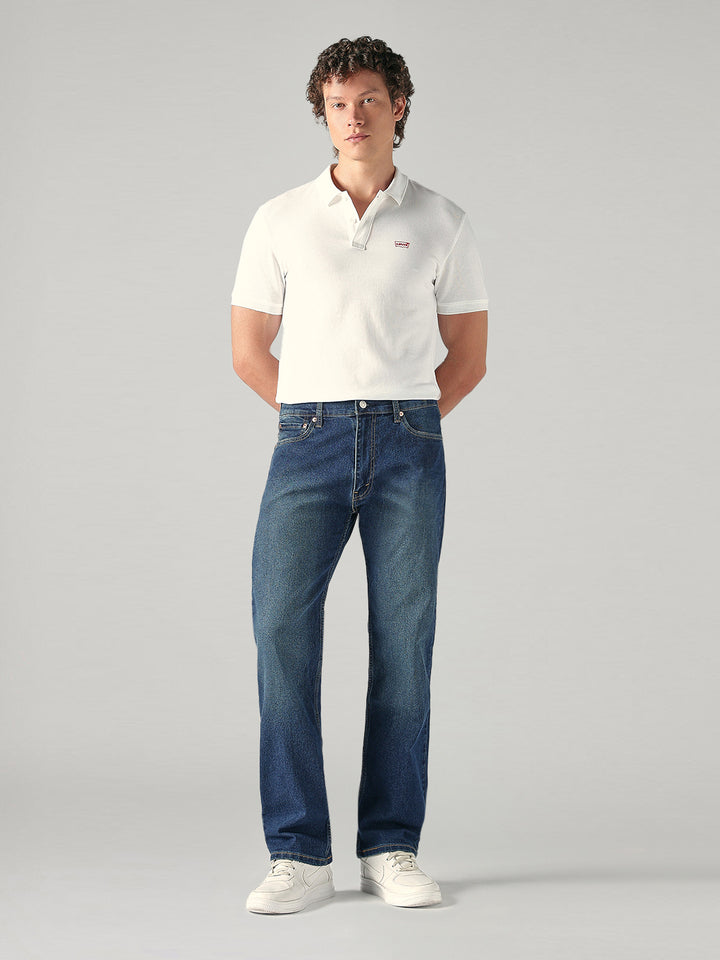 Men's 555 Blue Relaxed Straight Fit Mid Rise Jeans