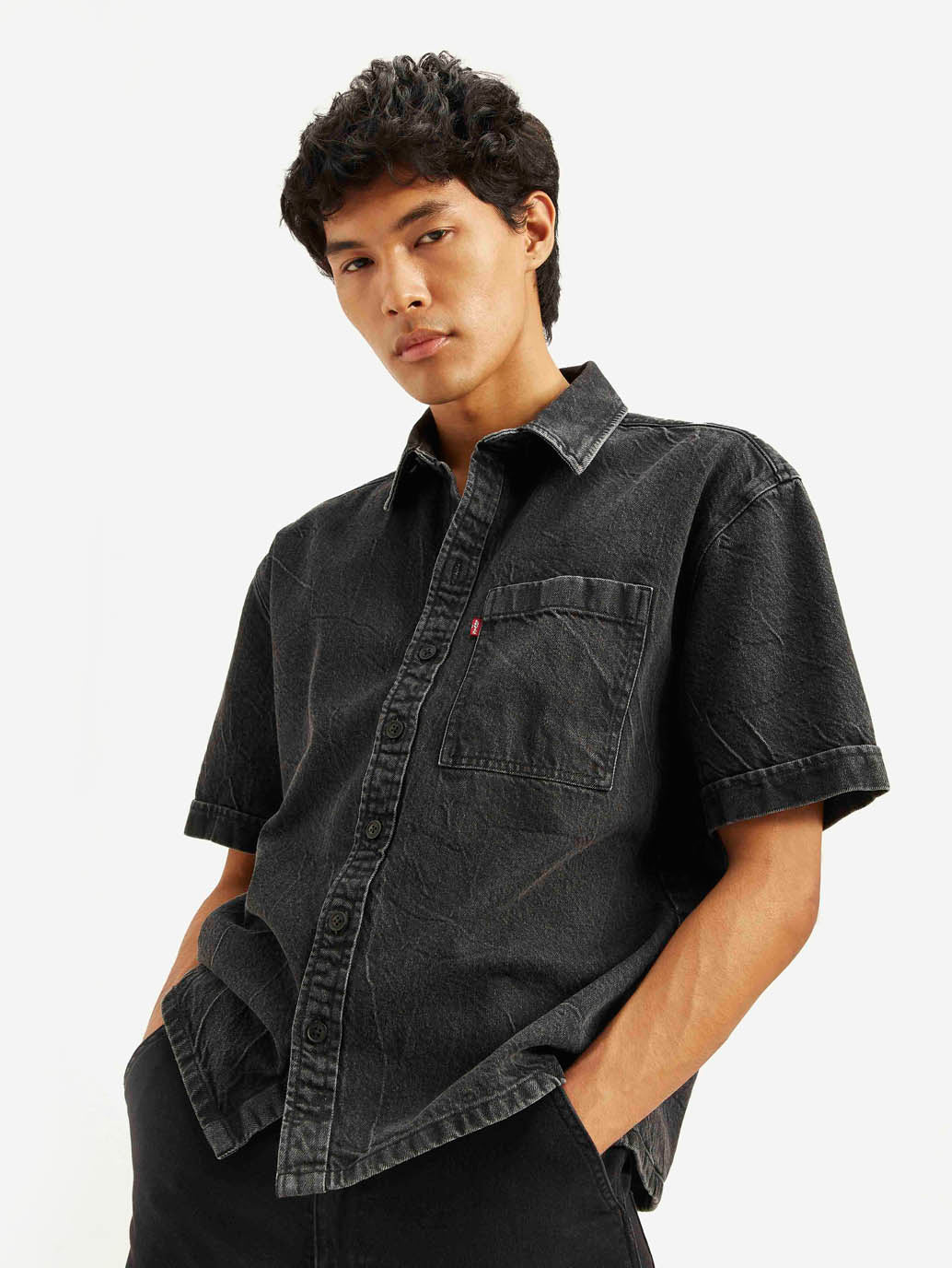 Men's Solid Relaxed Fit Denim Overshirt - 5be2a187dced444d97ae101dd0404e17 View