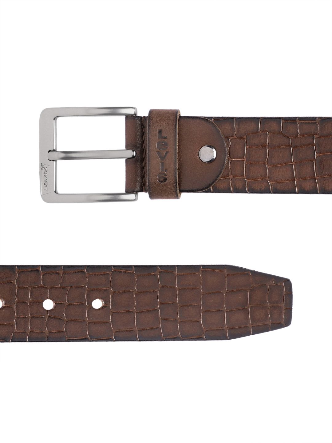 Men's Brown Textured Belt - 5eecac23-6c12-4bd8-9971-27c5406fc2c81742190046804-Men-Textured-Leather-Belt-6121742190046648-3 View