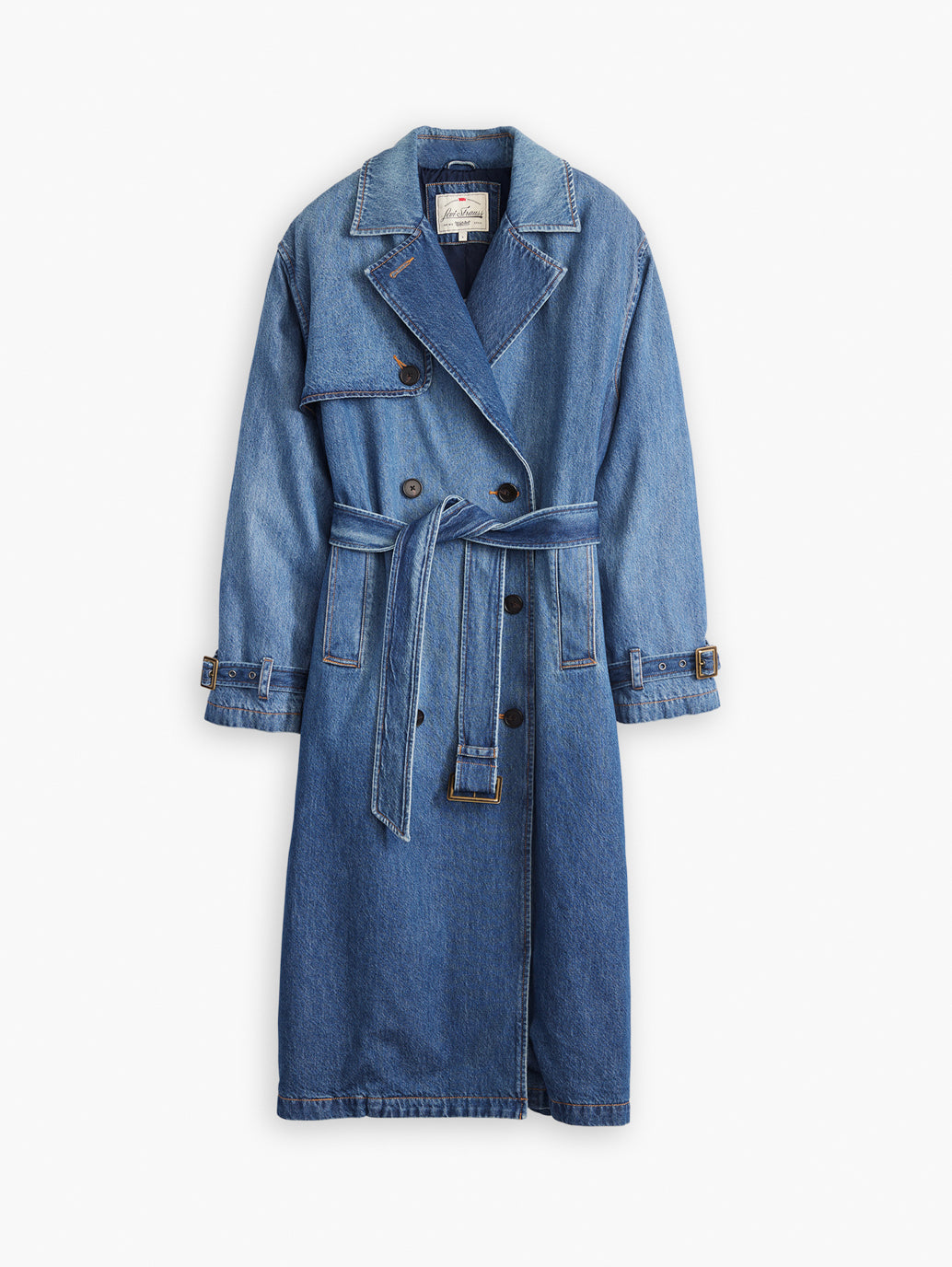 Women's Solid Blue Denim Trench Coat - 5fa2e0047b5d4162def48ccdf6dacff6 View