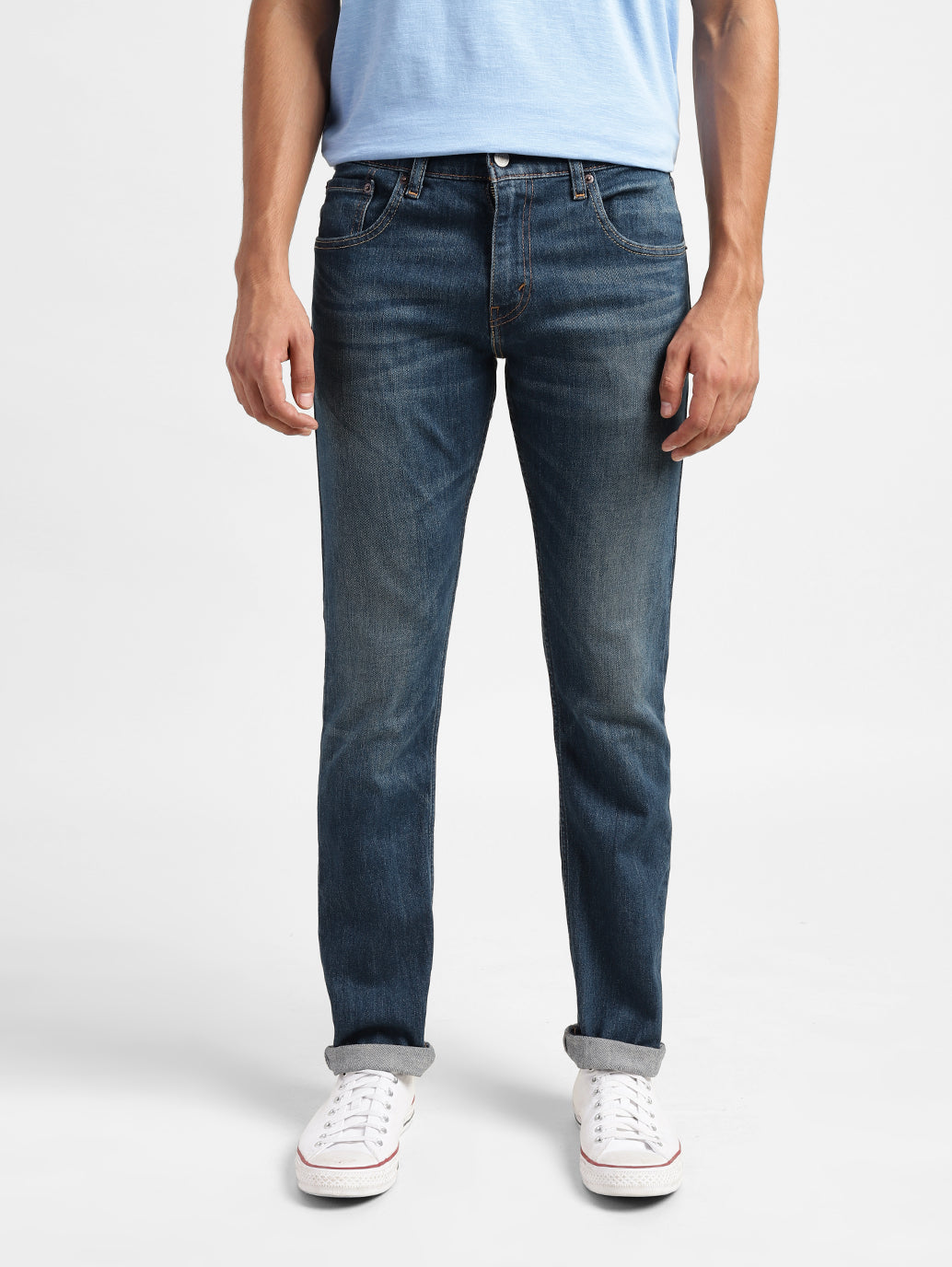 Men's 65504 Blue Skinny Fit Mid Rise Jeans