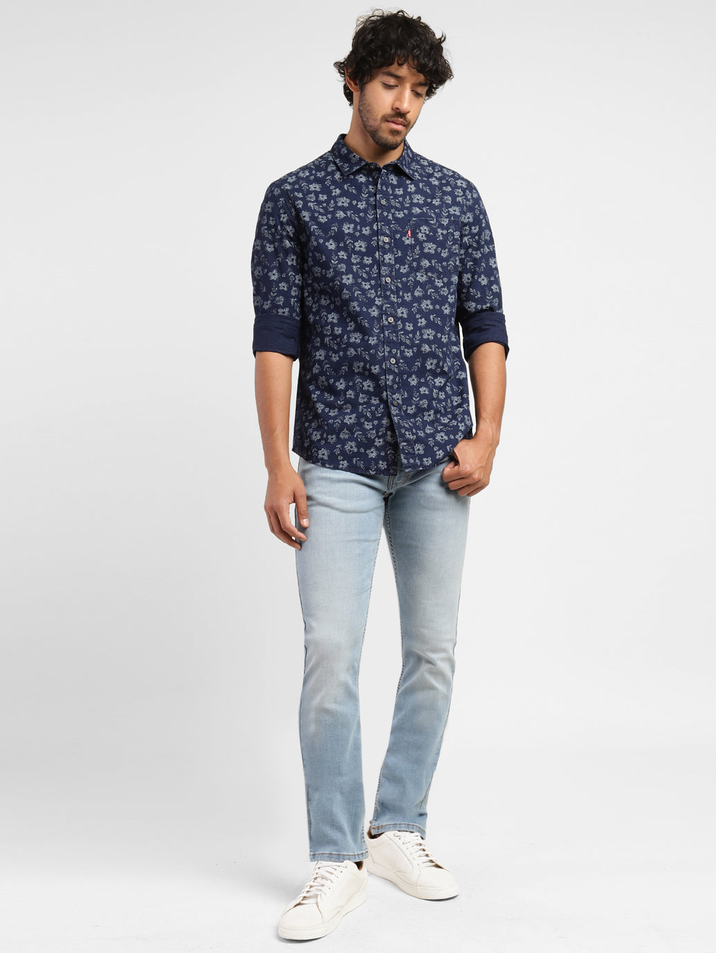 Men's 65504 Blue Skinny Fit Mid Rise Jeans