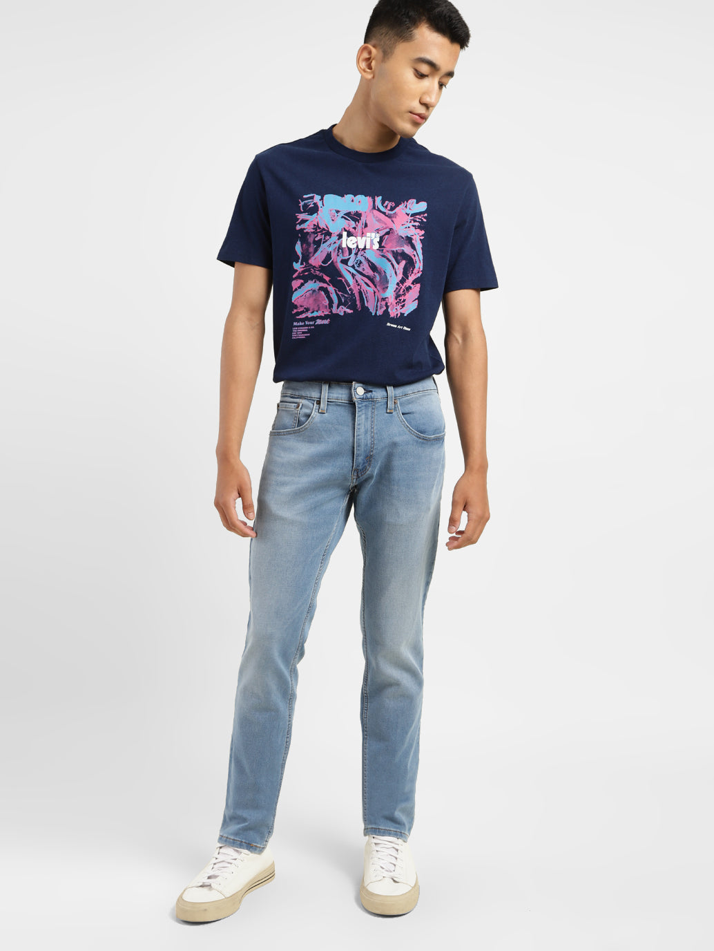 Men's 65504 Blue Skinny Fit Mid Rise Jeans