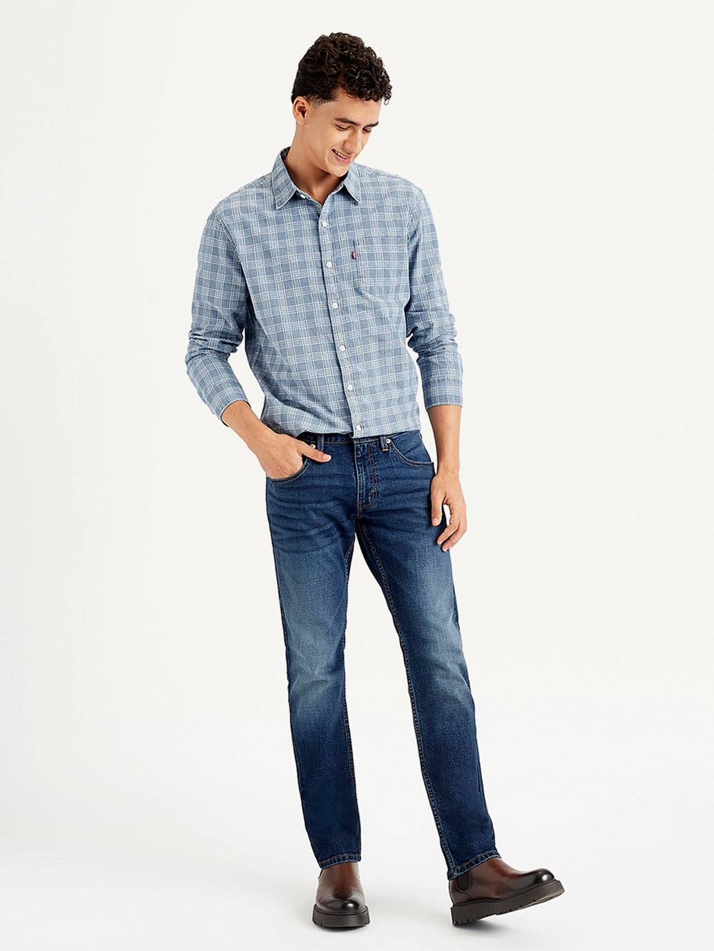 Men's 65504 Blue Skinny Fit Mid Rise Jeans