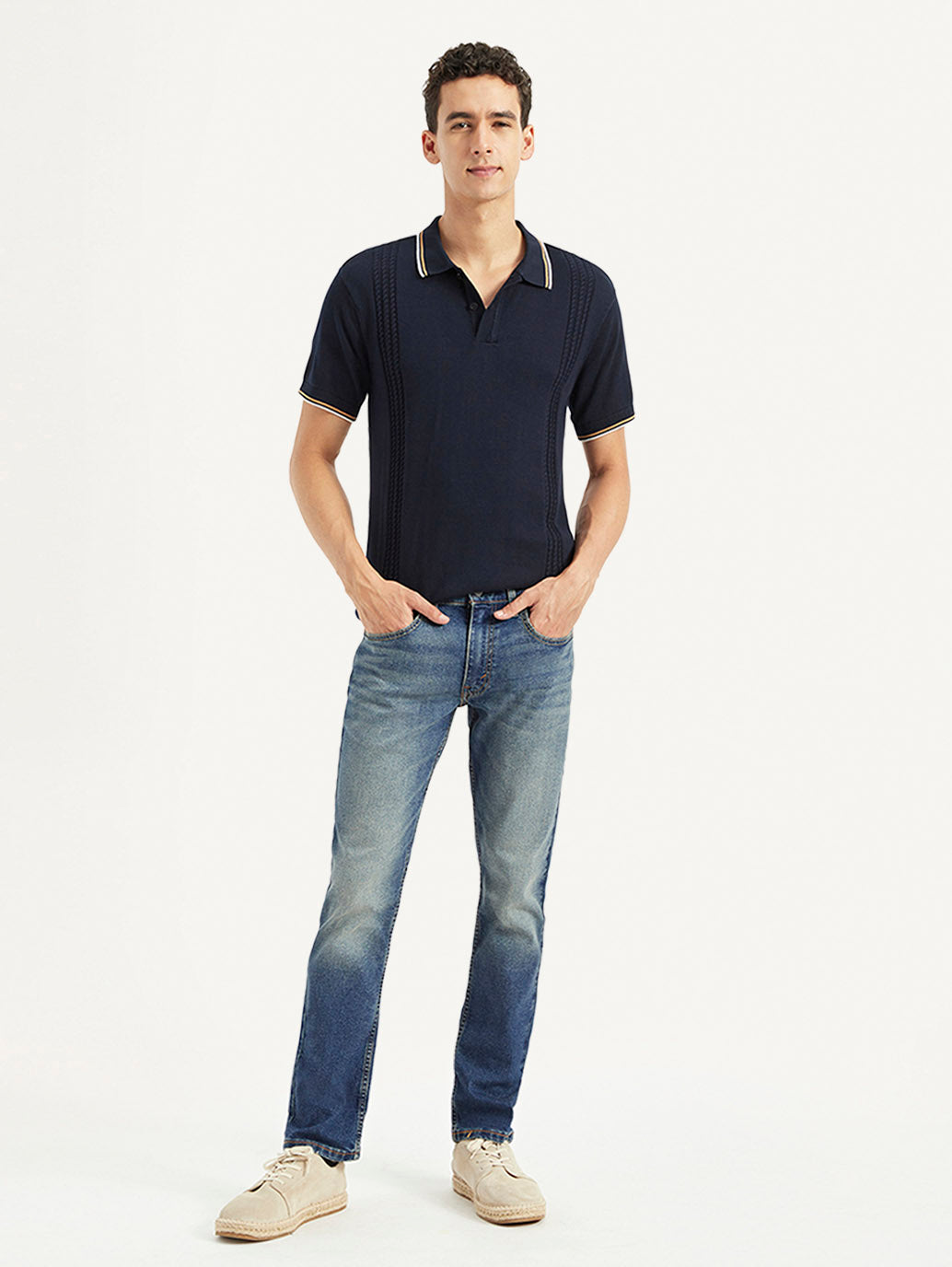 Men's 65504 Blue Skinny Fit Mid Rise Jeans - Styleshot View