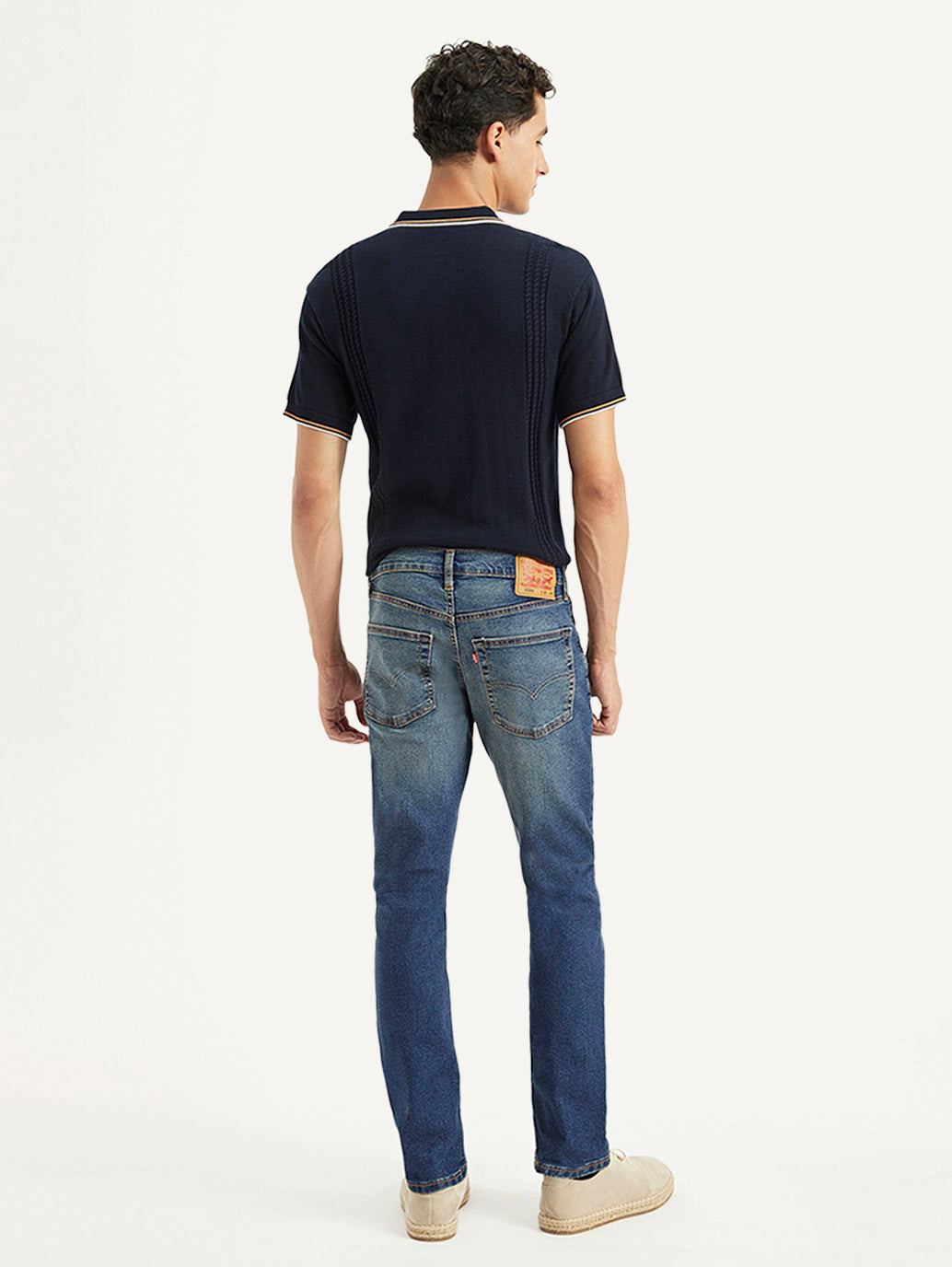Men's 65504 Blue Skinny Fit Mid Rise Jeans - Back View