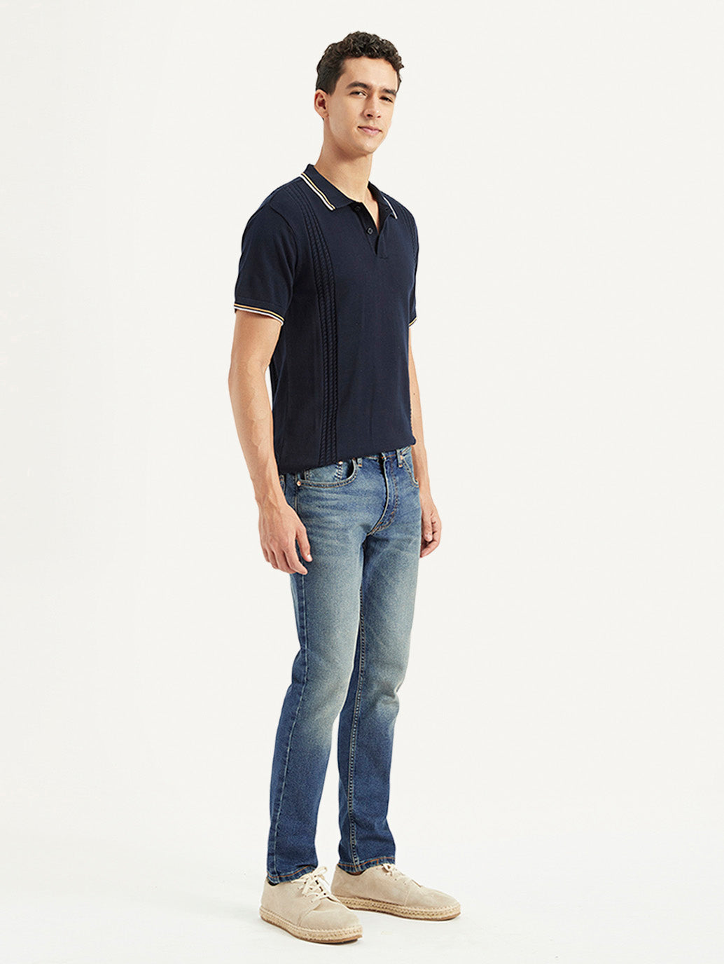Men's 65504 Blue Skinny Fit Mid Rise Jeans - Side View