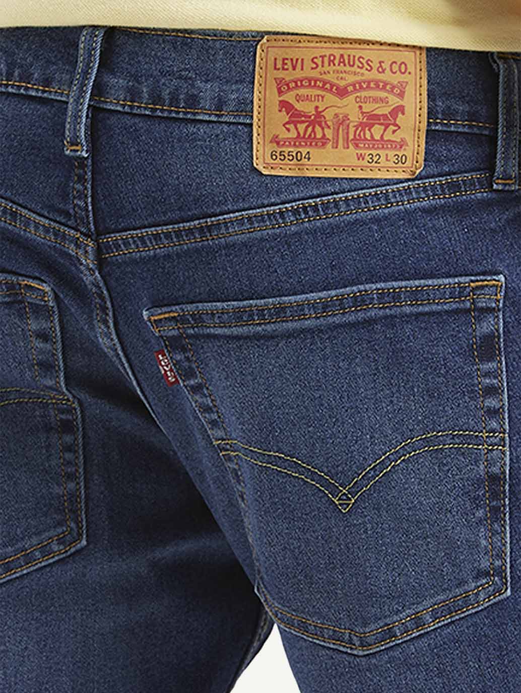 Men's 65504 Blue Skinny Fit Mid Rise Jeans - Detail View