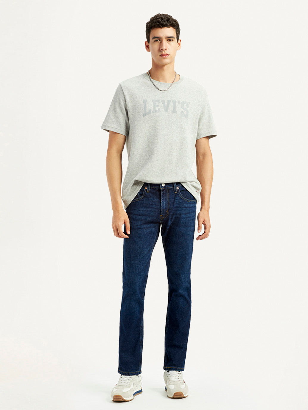 Men's 65504 Dark Blue Skinny Fit Mid Rise Jeans - Styleshot View