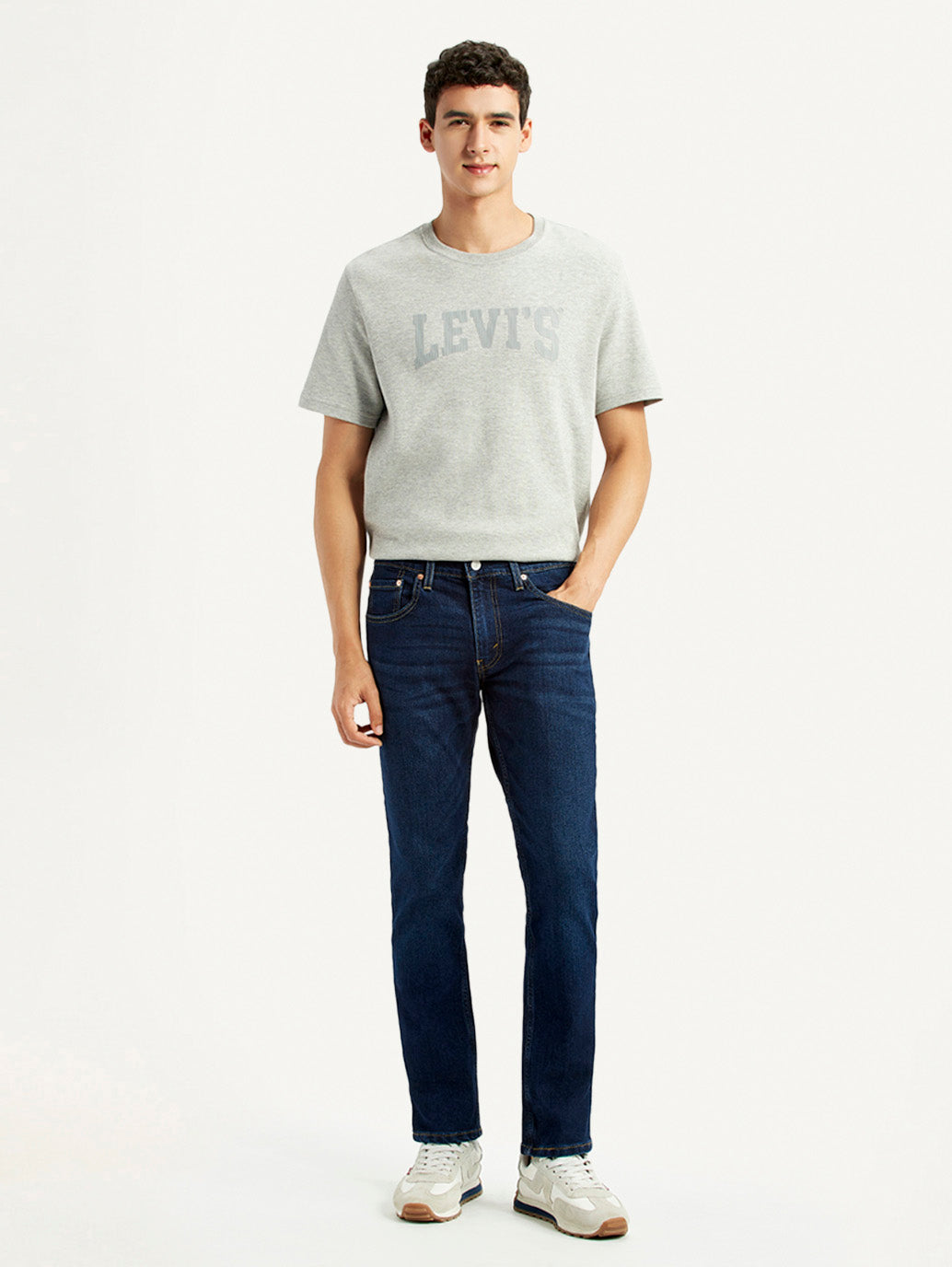 Men's 65504 Dark Blue Skinny Fit Mid Rise Jeans - Front View