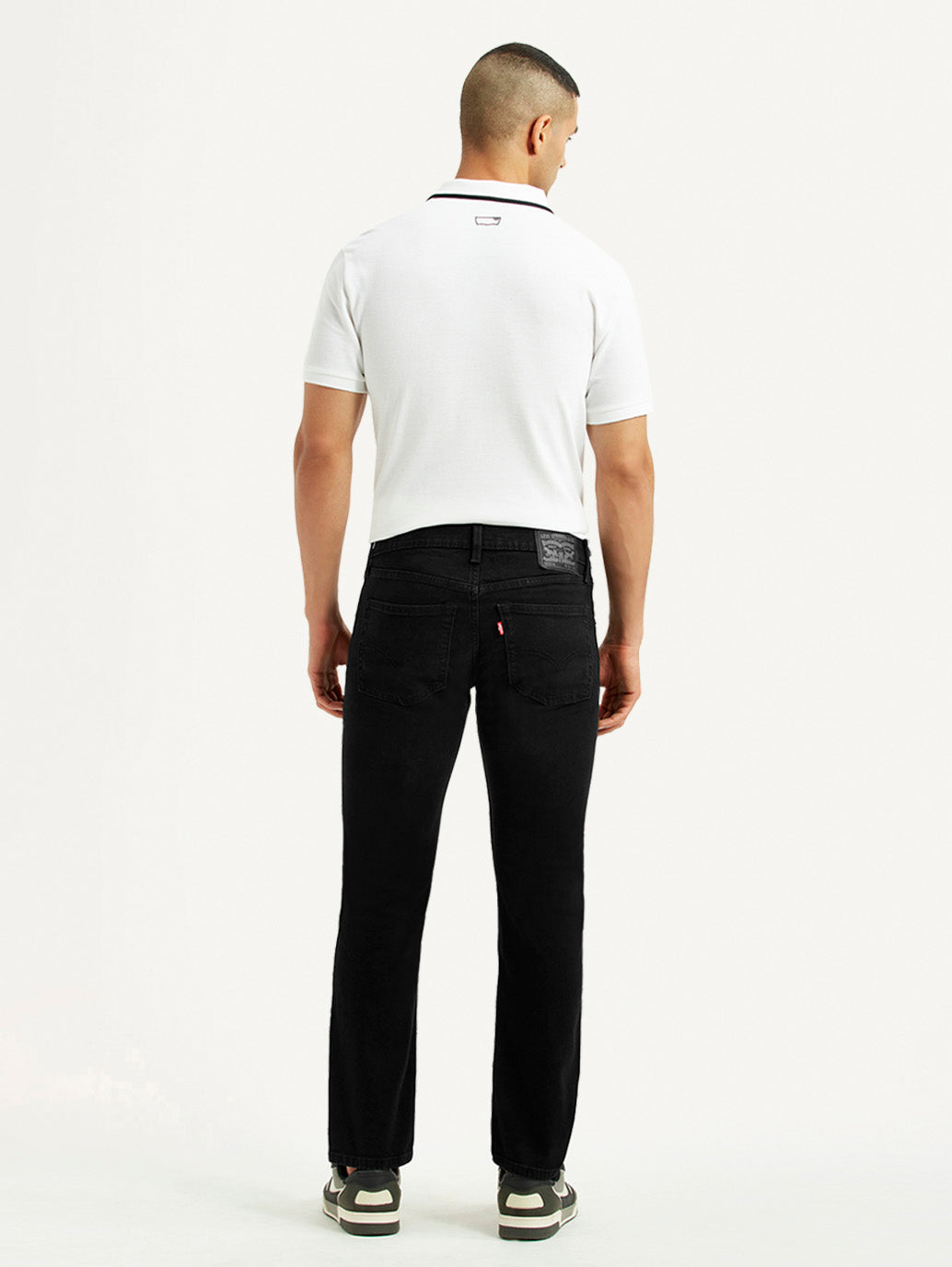 Men's 65504 Black Skinny Fit Mid Rise Jeans - Back View
