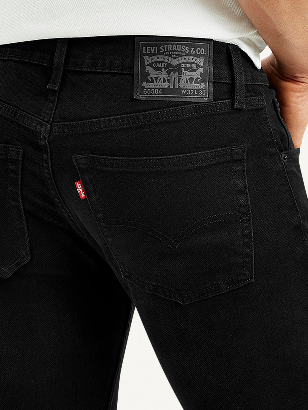 Men's 65504 Black Skinny Fit Mid Rise Jeans - Detail View