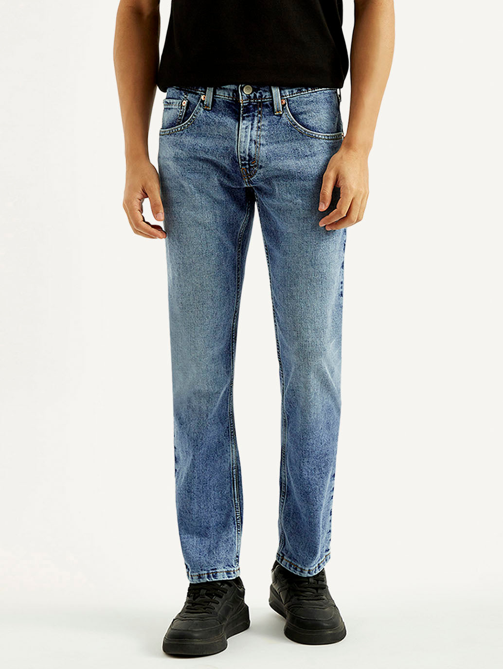 Men's 65504 Light Blue Skinny Fit Mid Rise Jeans - Front View