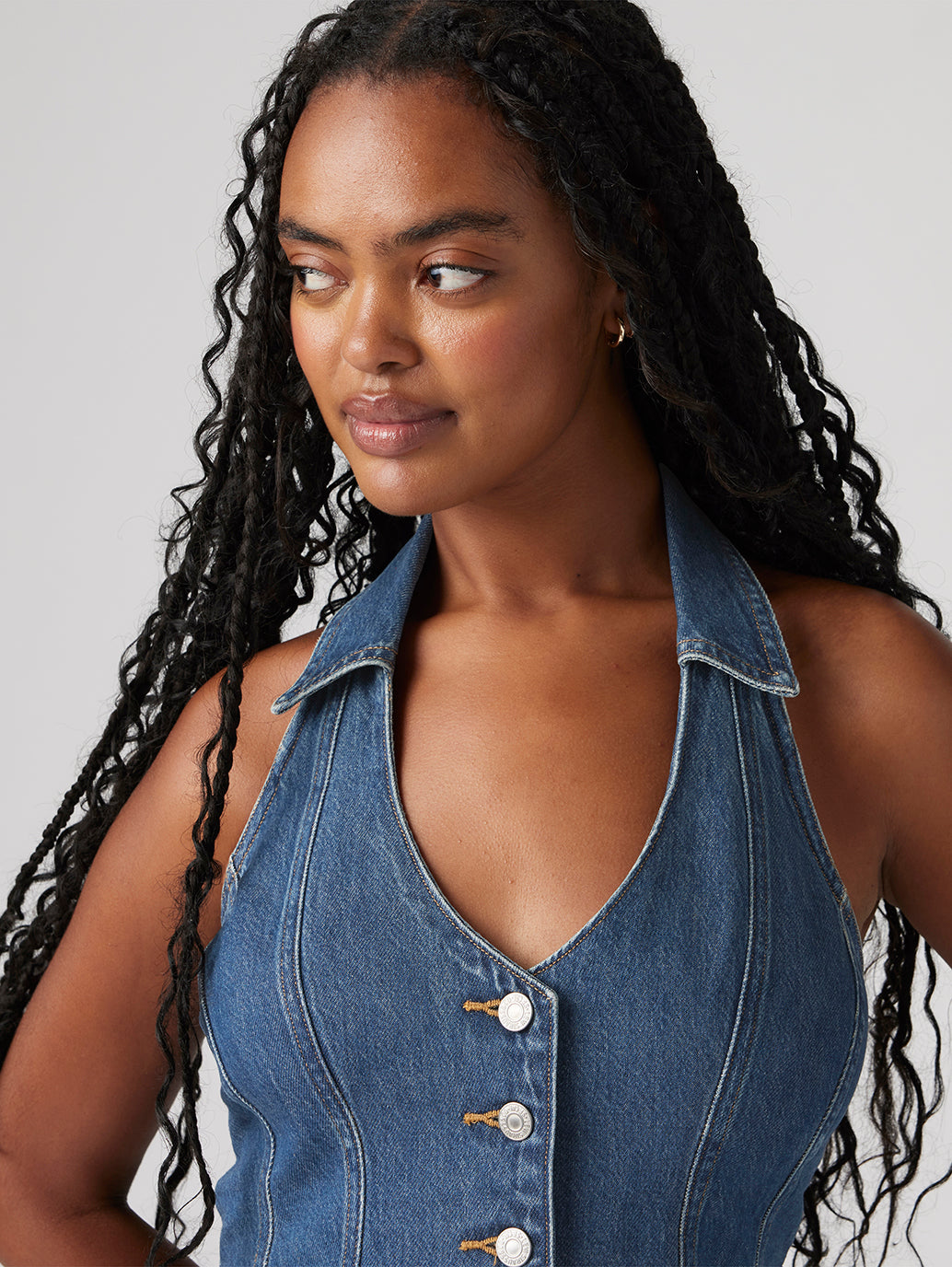 Women's Solid Blue Halter Neck Denim Corset Top – Levis India Store