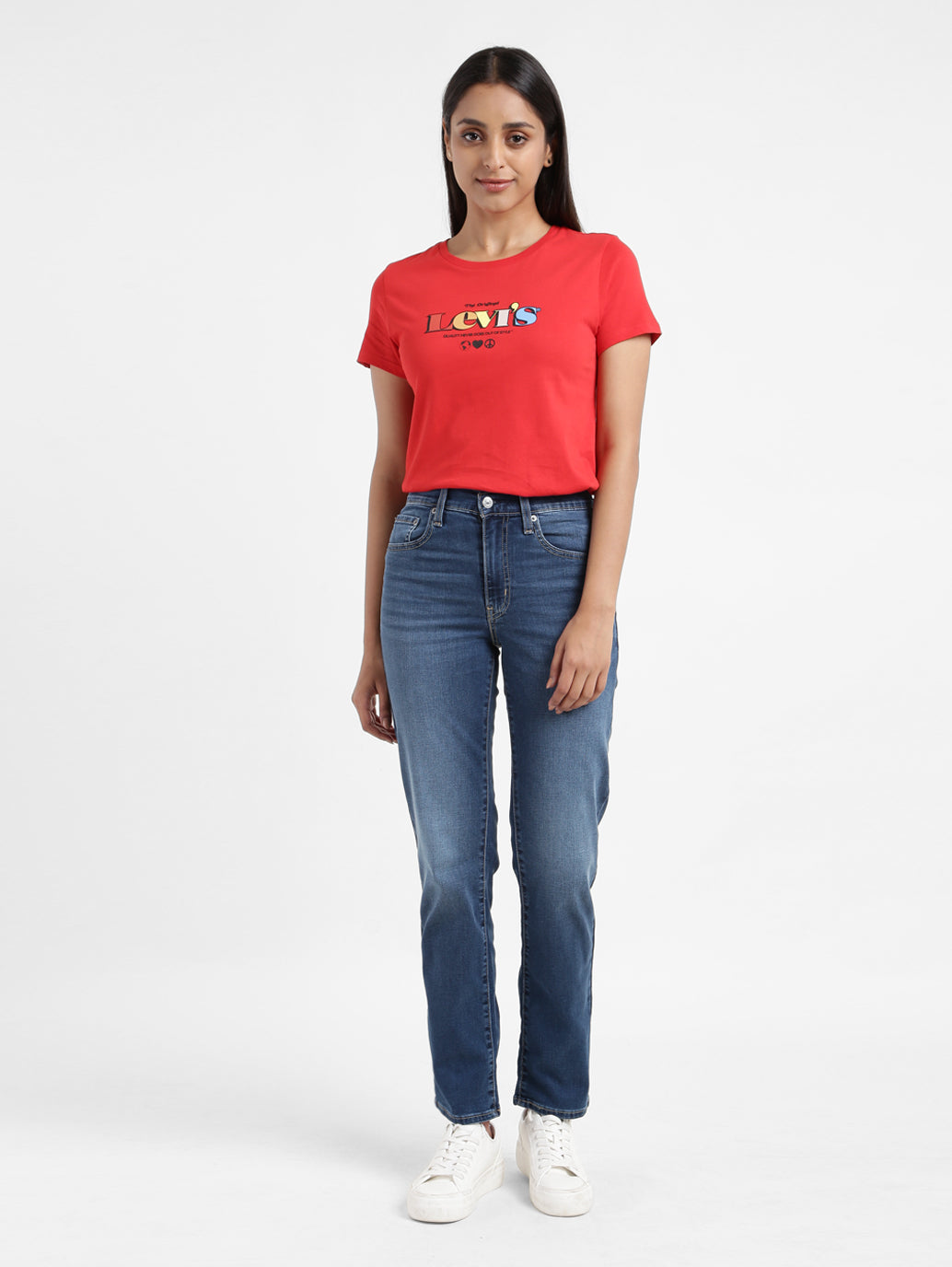 Women's 724 Blue Slim Straight Fit High Rise Jeans