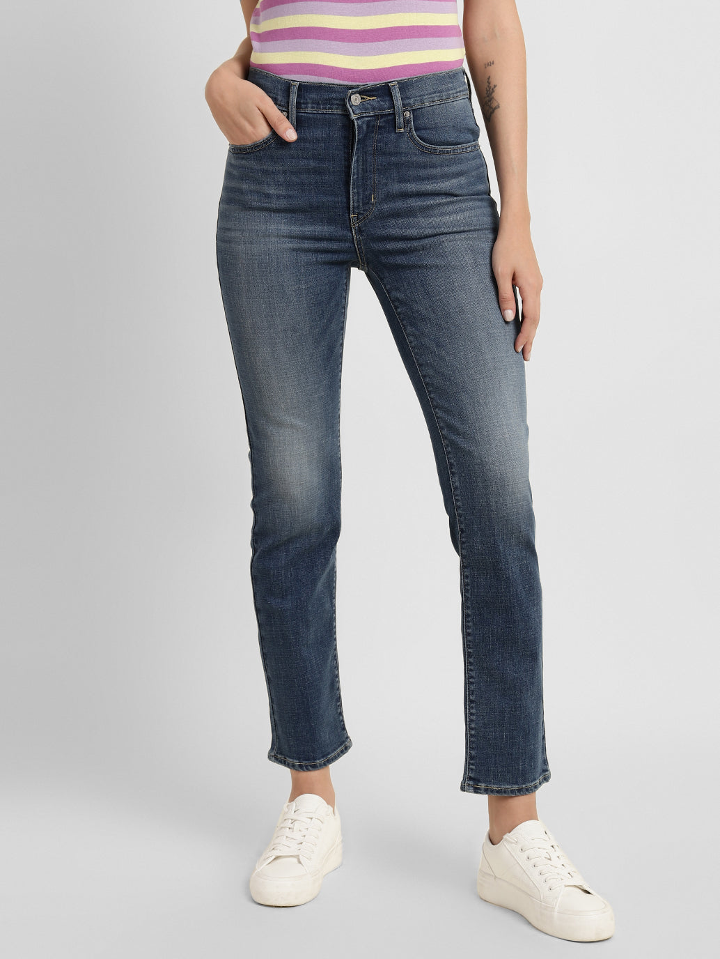 Women's 724 Blue Straight Fit High Rise Jeans - Main Image