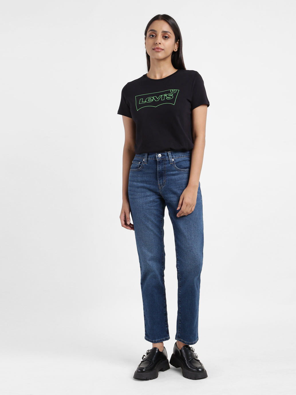 Women's 724 Blue Slim Straight Fit High Rise Jeans
