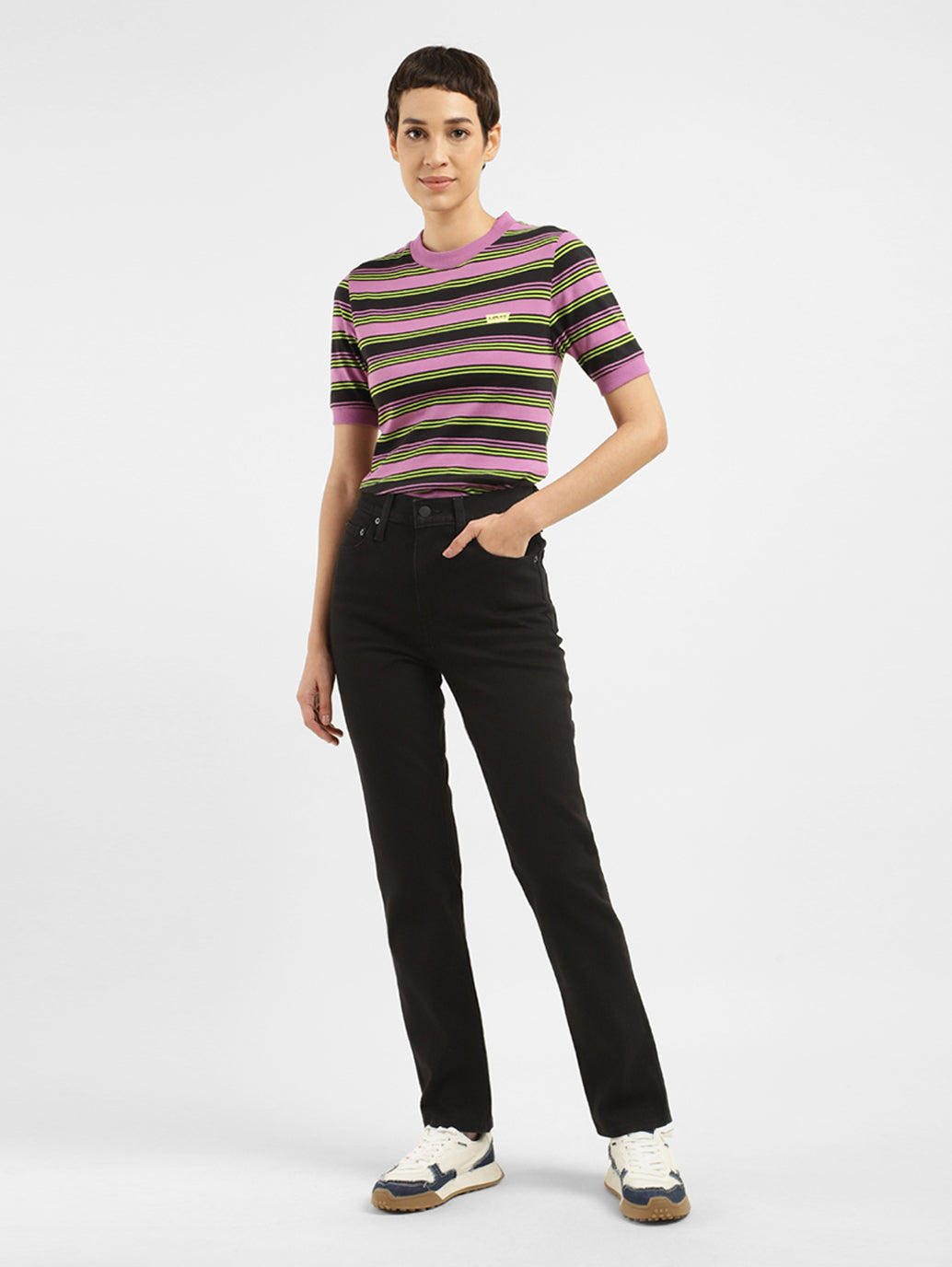 Women's 724 Black Slim Straight Fit High Rise Jeans