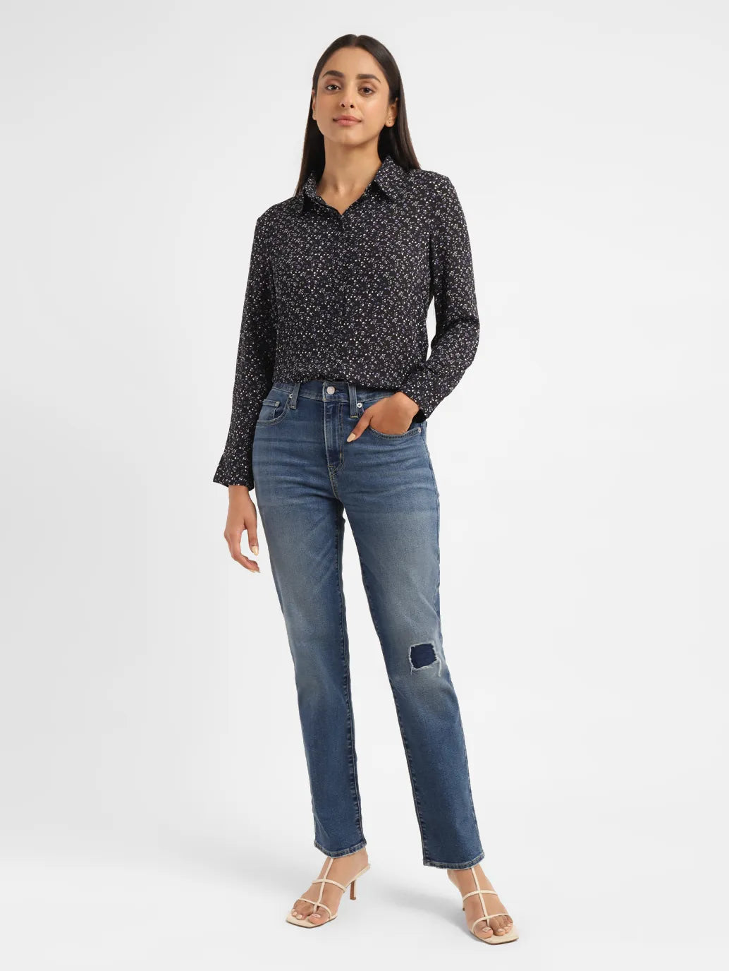 Women's 724 Blue Slim Straight Fit High Rise Jeans
