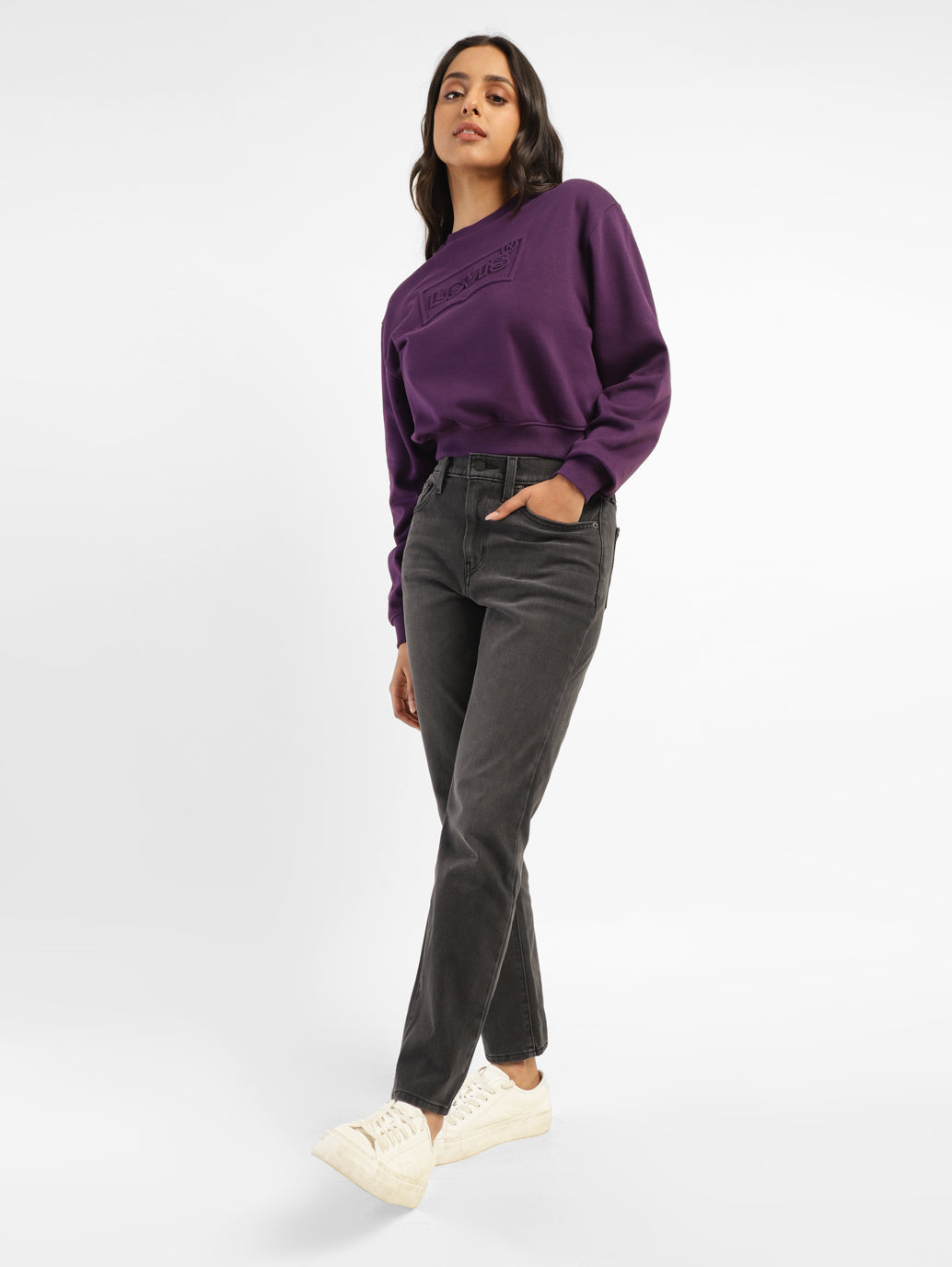 Women's 724 Grey Straight Fit High Rise Jeans - Main Image