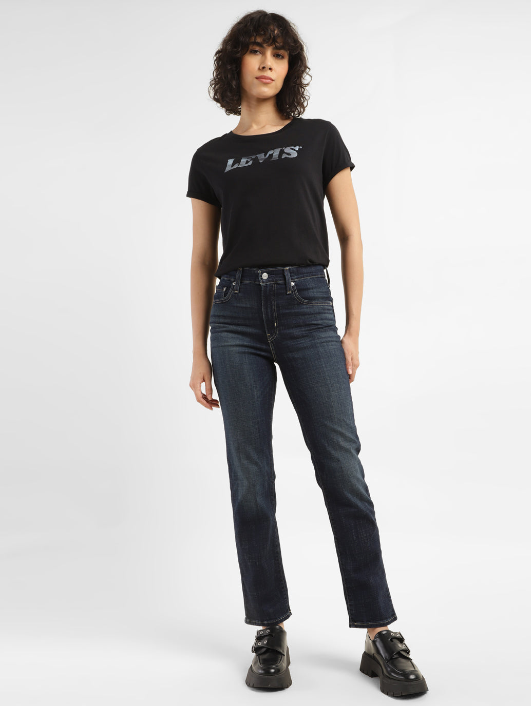 Women's 724 Blue Slim Straight Fit High Rise Jeans