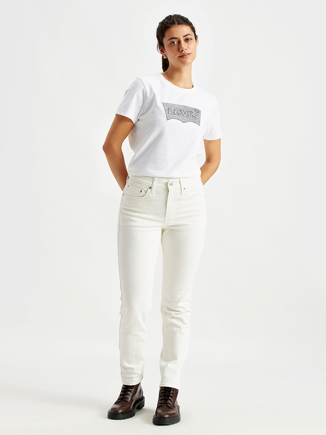 Women's 724 White Straight Fit High Rise Jeans