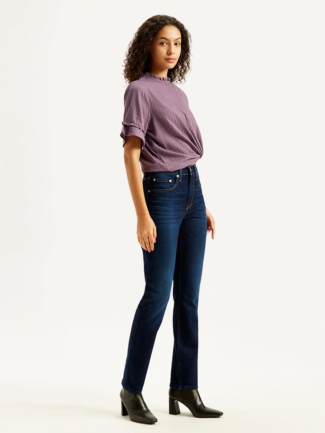 Women's High Rise 724 Slim Fit Navy Jeans