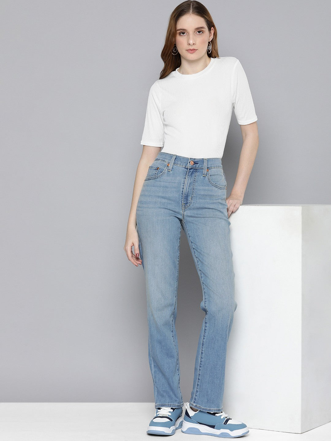 Women's 724 Blue Slim Straight Fit High Rise Jeans