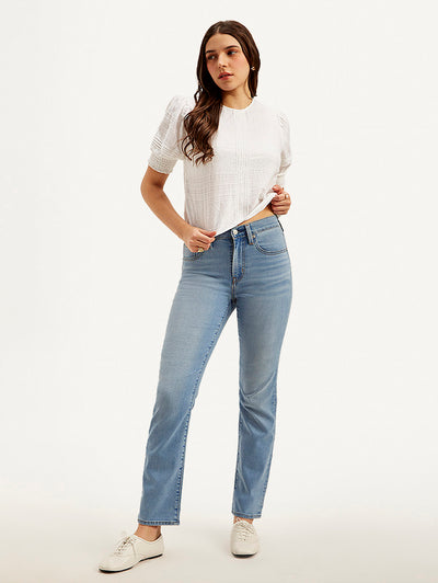 levi's Women's 724 Blue Straight Fit High Rise Jeans-picture-43