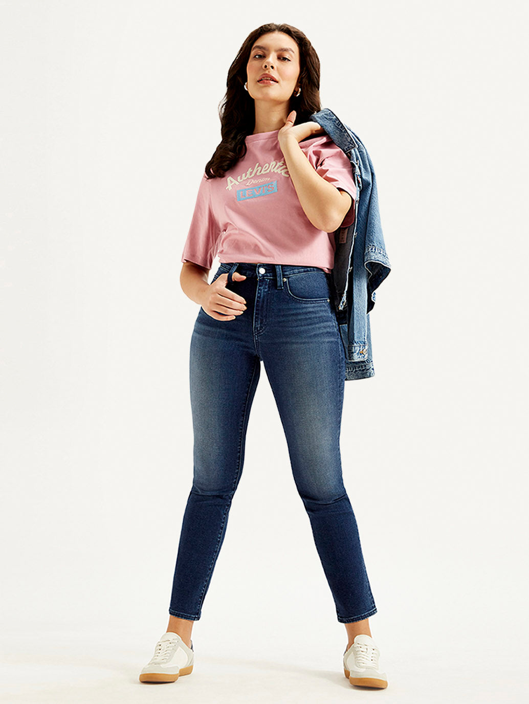 Women's 724 Blue Slim Straight Fit High Rise Jeans
