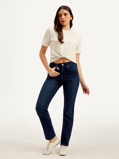 Women's 724 Dark Blue Straight Fit High Rise Jeans